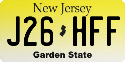 NJ license plate J26HFF