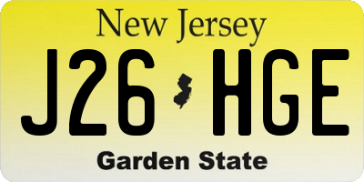 NJ license plate J26HGE