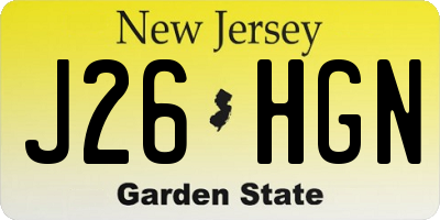NJ license plate J26HGN