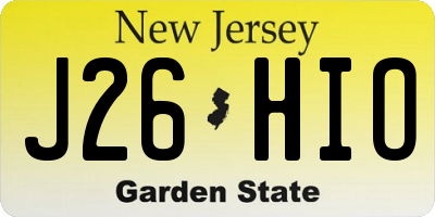 NJ license plate J26HIO