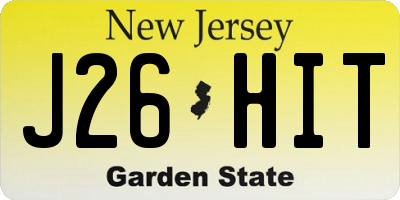 NJ license plate J26HIT