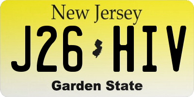NJ license plate J26HIV