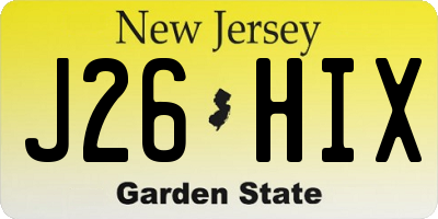 NJ license plate J26HIX