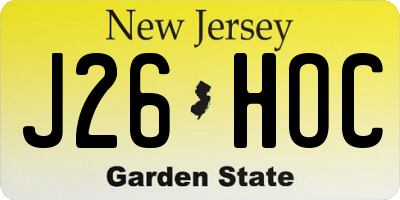 NJ license plate J26HOC