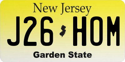 NJ license plate J26HOM