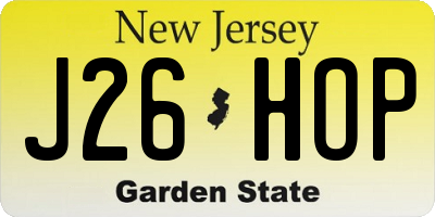 NJ license plate J26HOP