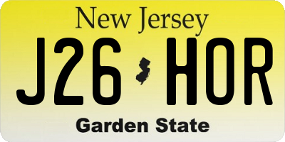 NJ license plate J26HOR