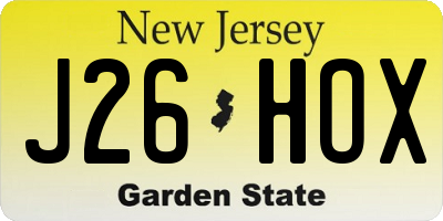 NJ license plate J26HOX