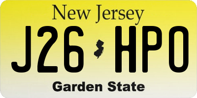 NJ license plate J26HPO