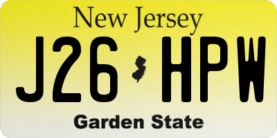 NJ license plate J26HPW