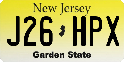 NJ license plate J26HPX