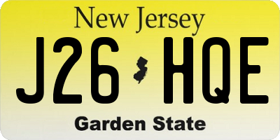 NJ license plate J26HQE