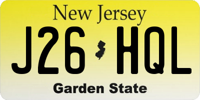 NJ license plate J26HQL