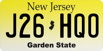 NJ license plate J26HQO