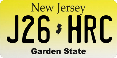 NJ license plate J26HRC