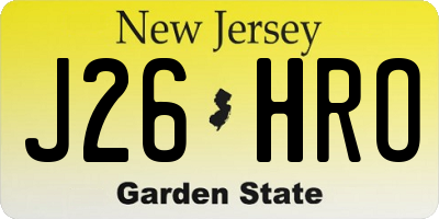 NJ license plate J26HRO