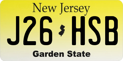 NJ license plate J26HSB