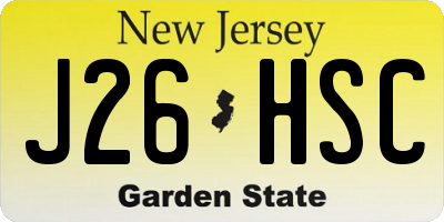 NJ license plate J26HSC
