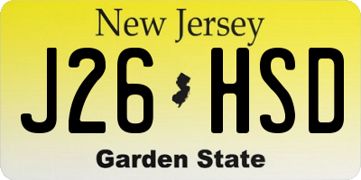 NJ license plate J26HSD