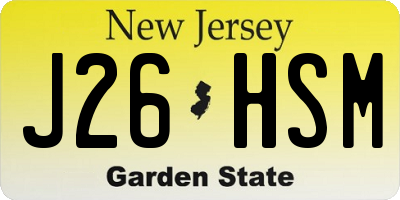 NJ license plate J26HSM