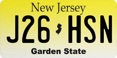 NJ license plate J26HSN