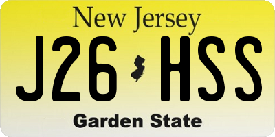 NJ license plate J26HSS