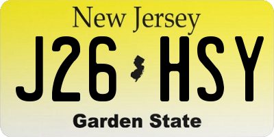 NJ license plate J26HSY