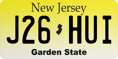 NJ license plate J26HUI