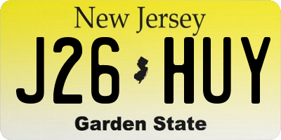 NJ license plate J26HUY