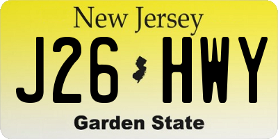 NJ license plate J26HWY