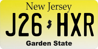NJ license plate J26HXR