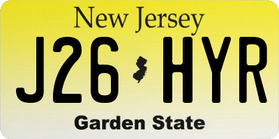 NJ license plate J26HYR