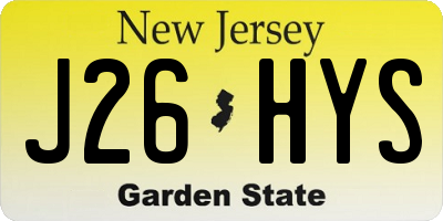 NJ license plate J26HYS