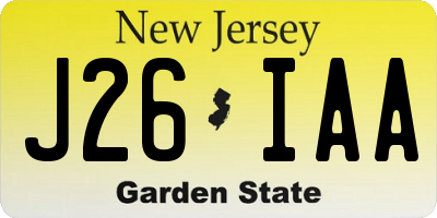 NJ license plate J26IAA