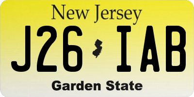 NJ license plate J26IAB