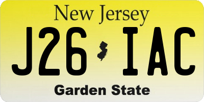 NJ license plate J26IAC