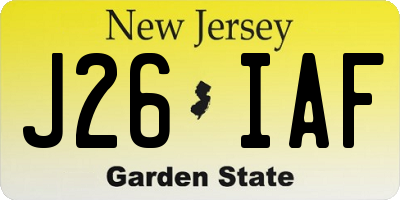 NJ license plate J26IAF