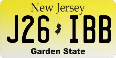 NJ license plate J26IBB