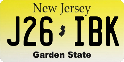 NJ license plate J26IBK