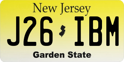 NJ license plate J26IBM