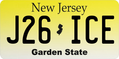 NJ license plate J26ICE