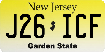 NJ license plate J26ICF