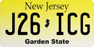 NJ license plate J26ICG