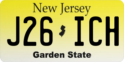 NJ license plate J26ICH