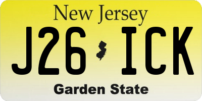 NJ license plate J26ICK