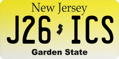 NJ license plate J26ICS