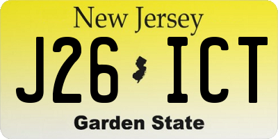 NJ license plate J26ICT