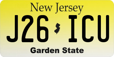 NJ license plate J26ICU