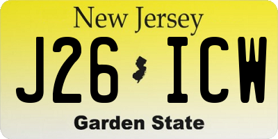 NJ license plate J26ICW