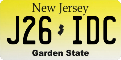 NJ license plate J26IDC